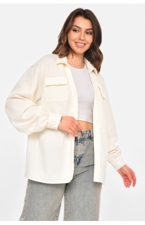 Рубашка женская однотонная молочного цвета 212716C Рубашка женская однотонная молочного цвета 212716C