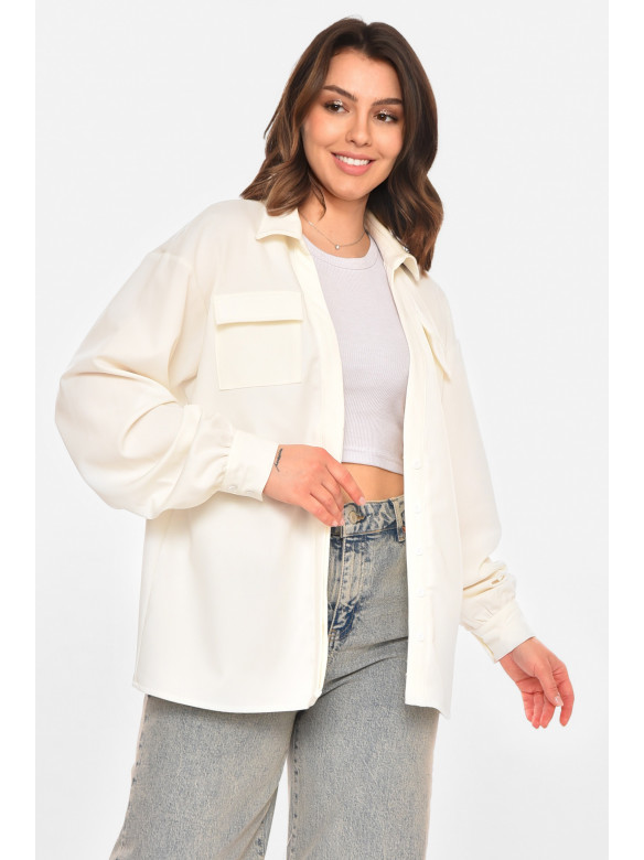 Рубашка женская однотонная молочного цвета 212716C