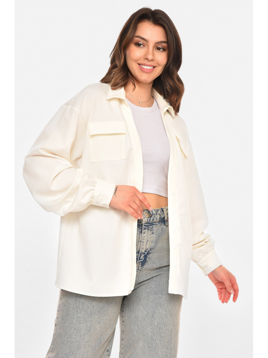 Рубашка женская однотонная молочного цвета 212716C