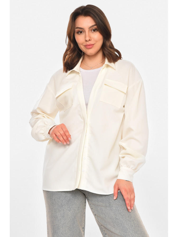 Рубашка женская однотонная молочного цвета 212716C