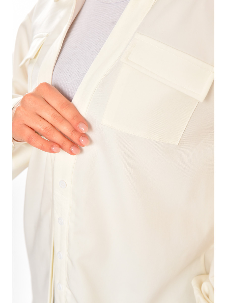 Рубашка женская однотонная молочного цвета 212716C