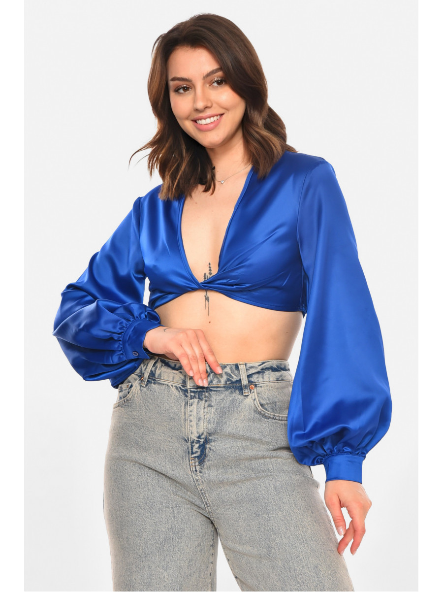 Блуза женская однотонная синего цвета 212717C