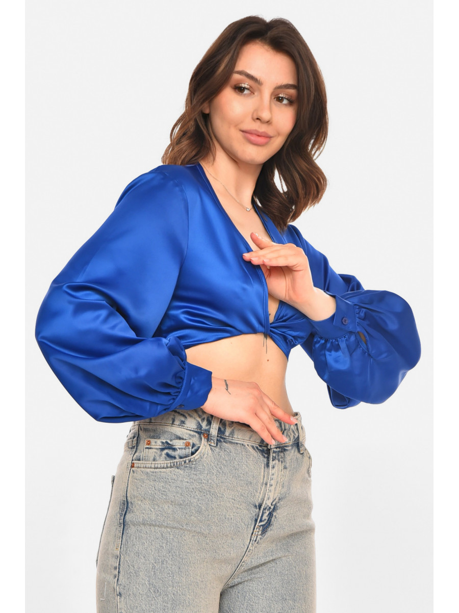 Блуза женская однотонная синего цвета 212717C