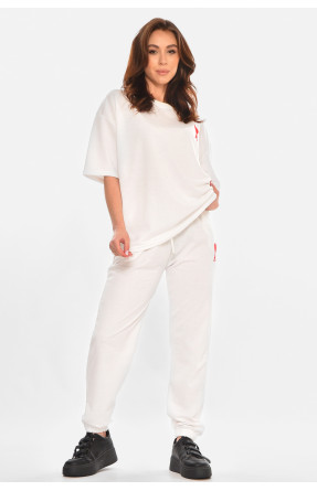 Спортивний жіночий костюм білого кольору з принтом 212718C