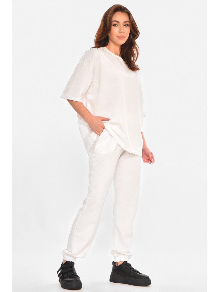 Спортивний жіночий костюм білого кольору з принтом 212718C