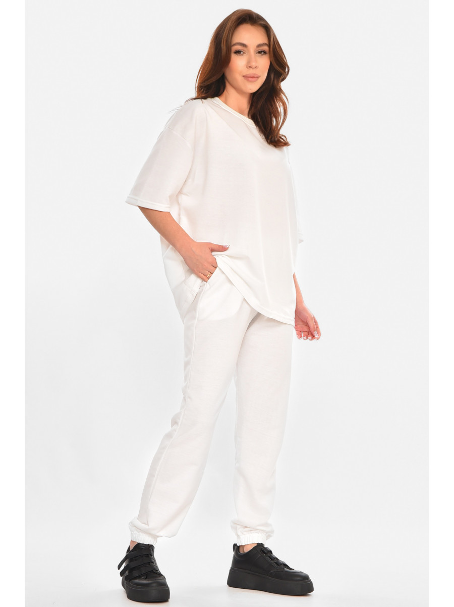 Спортивний жіночий костюм білого кольору з принтом 212718C