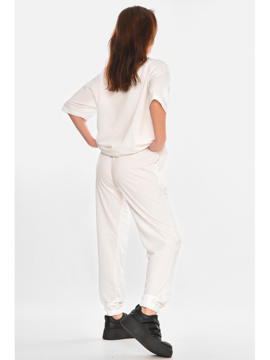 Спортивний жіночий костюм білого кольору з принтом 212718C