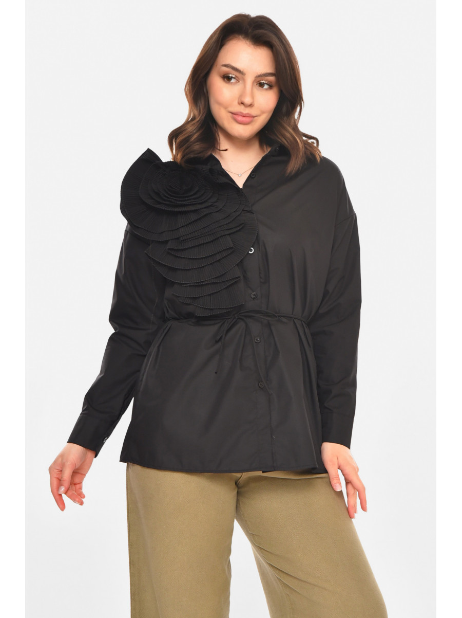 Блуза женская однотонная черного цвета 212720C