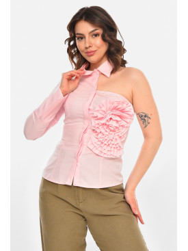 Блуза жіноча однотонна рожевого кольору 212723C