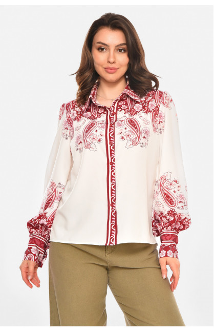 Рубашка женская белого цвета с принтом 212726C