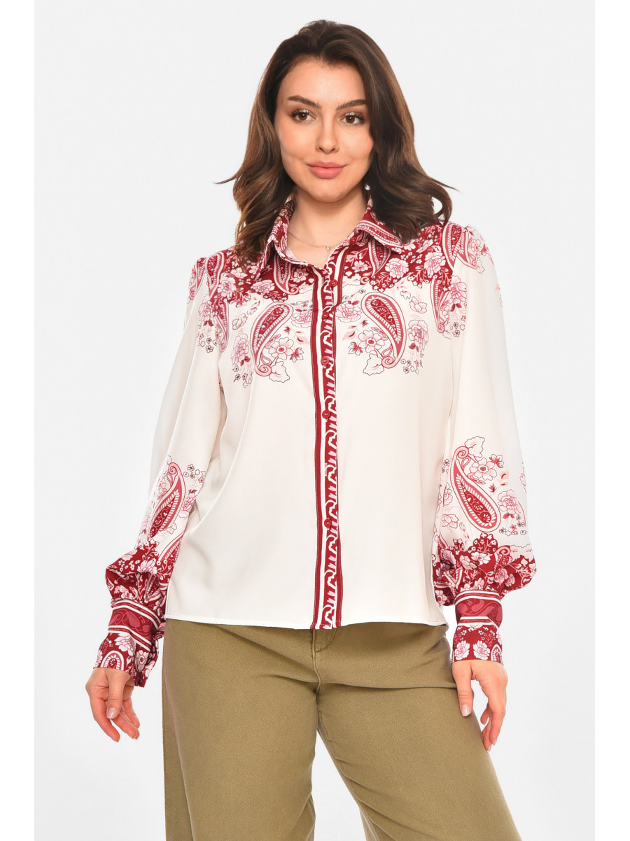 Рубашка женская белого цвета с принтом 212726C
