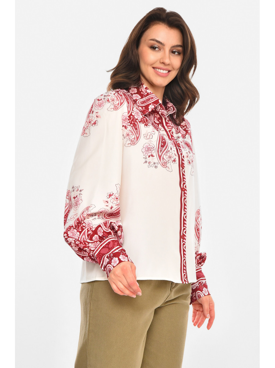 Рубашка женская белого цвета с принтом 212726C