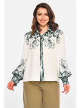 Рубашка женская белого цвета с принтом 212730C