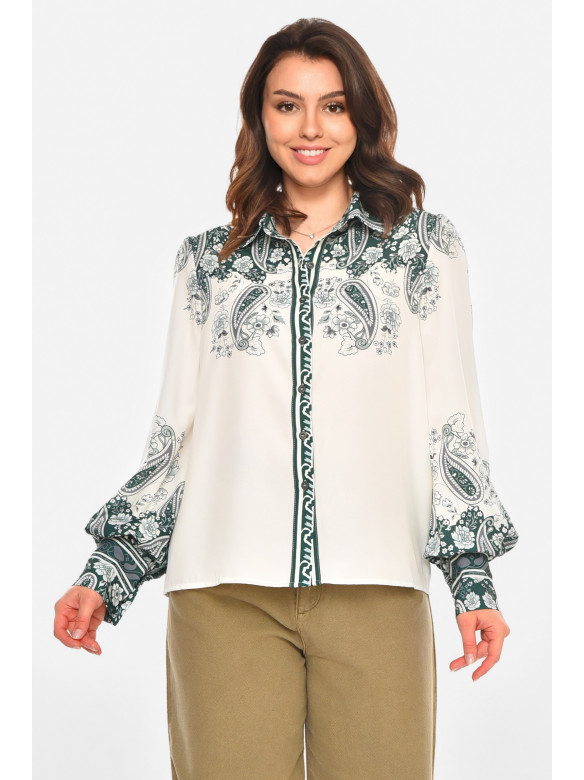 Рубашка женская белого цвета с принтом 212730C