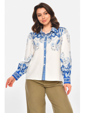 Рубашка женская белого цвета с принтом 212731C Рубашка женская белого цвета с принтом 212731C