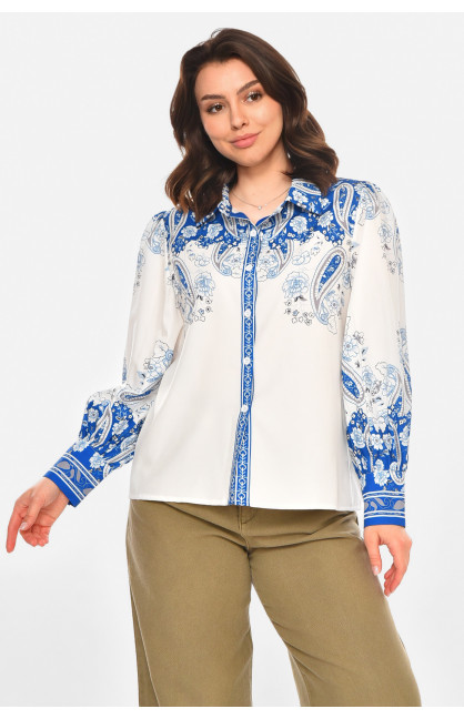 Рубашка женская белого цвета с принтом 212731C