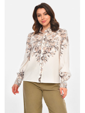 Сорочка жіноча бежевого кольору з принтом 212733C