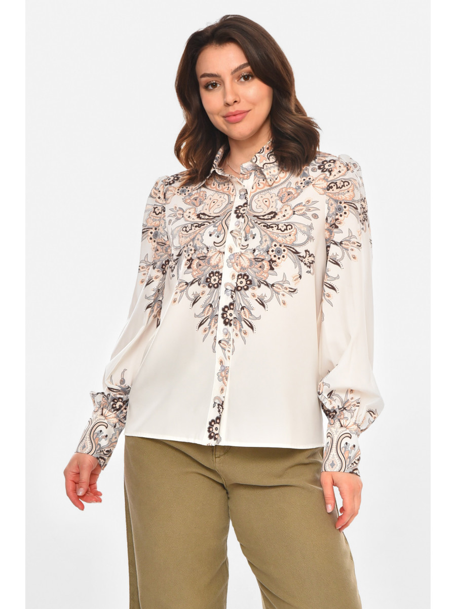 Сорочка жіноча бежевого кольору з принтом 212733C