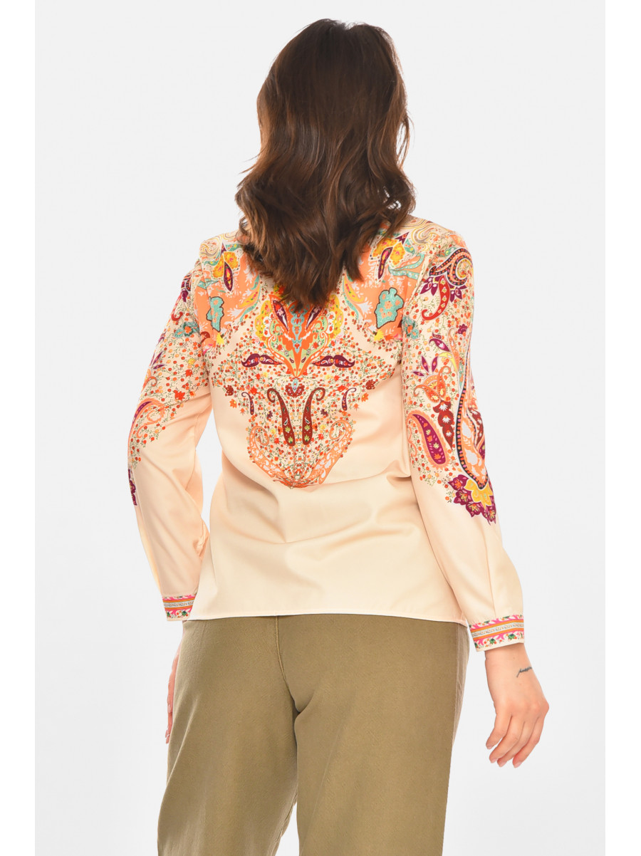 Рубашка женская бежевого цвета с принтом 212734C