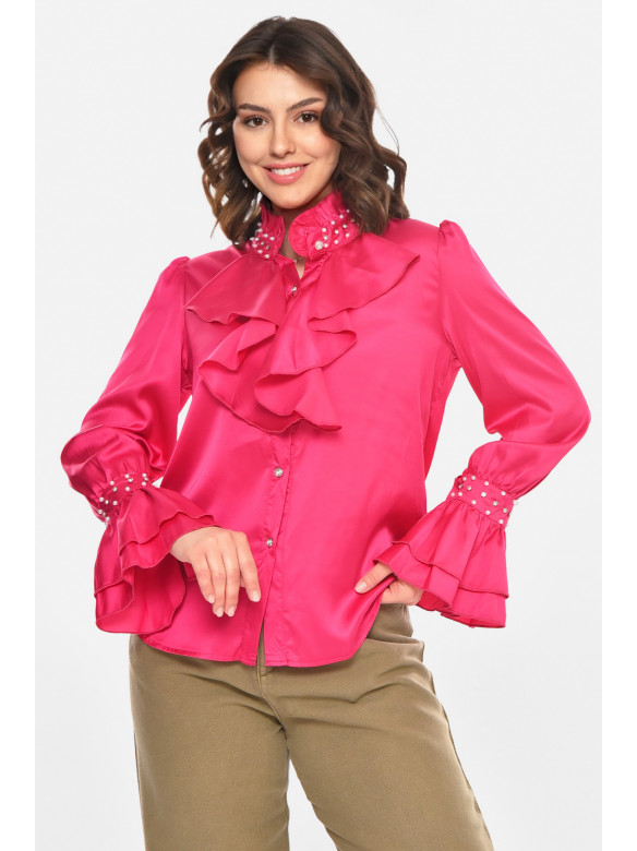 Блуза жіноча однотонна малинового кольору 212735C
