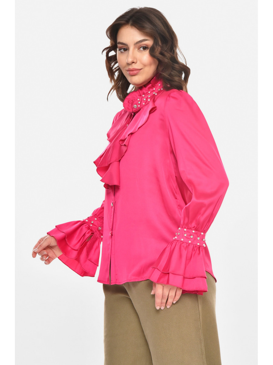 Блуза жіноча однотонна малинового кольору 212735C