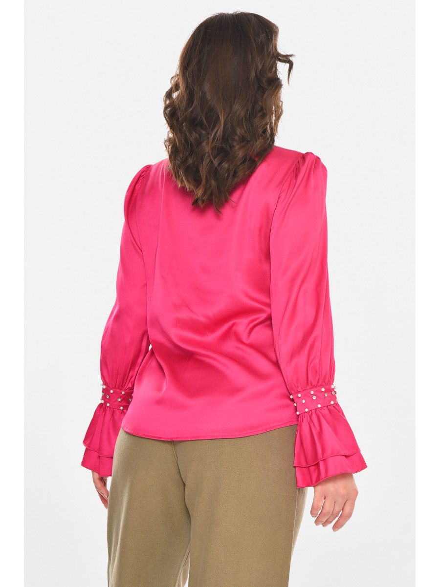 Блуза жіноча однотонна малинового кольору 212735C