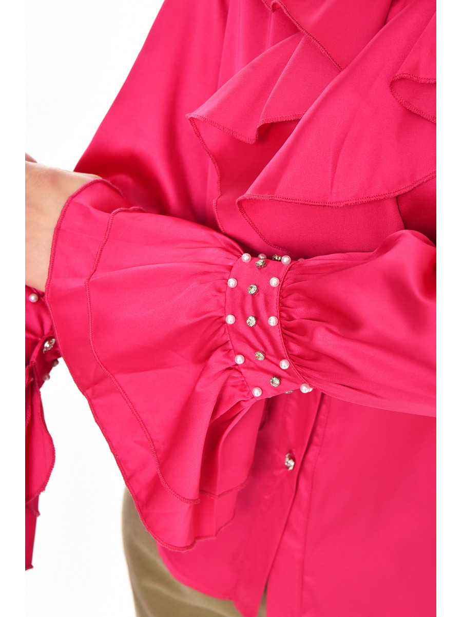 Блуза жіноча однотонна малинового кольору 212735C