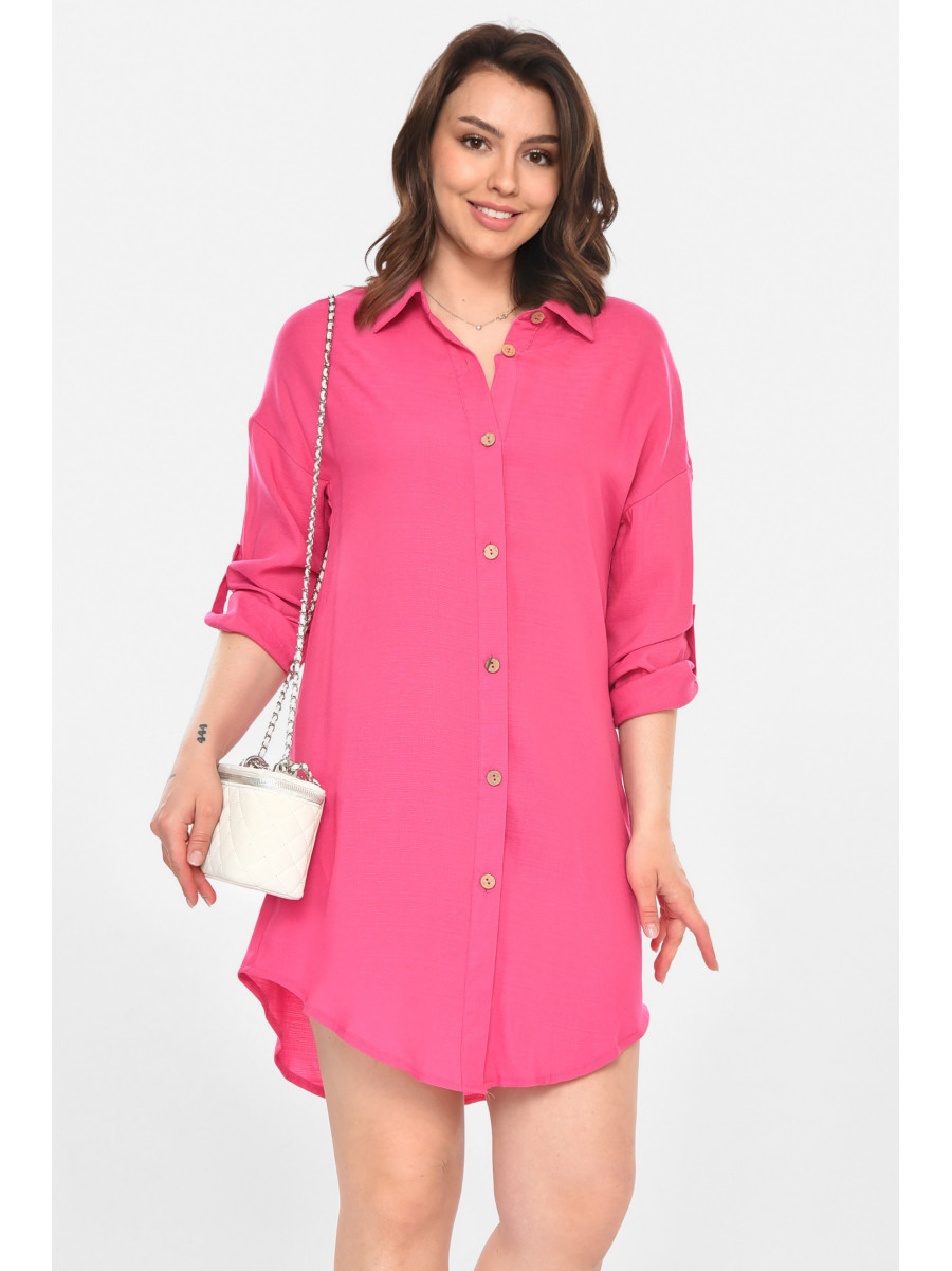 Сукня-сорочка жіноча однотонна рожевого кольору 212738C