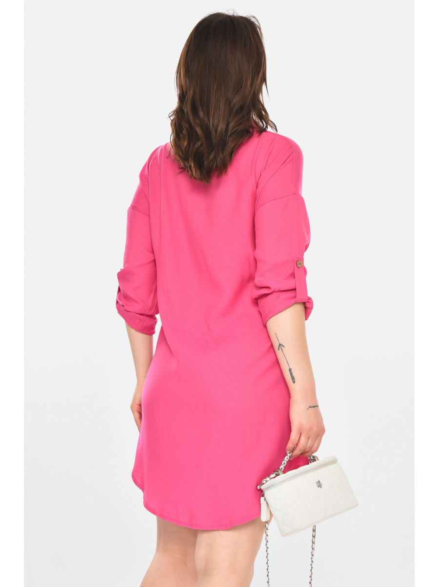 Сукня-сорочка жіноча однотонна рожевого кольору 212738C