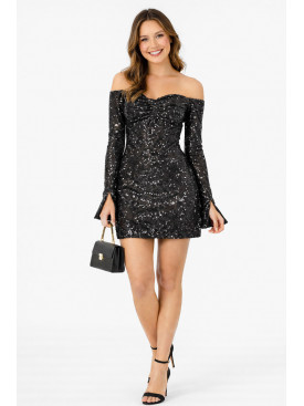 Платье женское черного цвета с пайетками 212743C