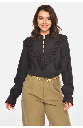 Блуза жіноча однотонна чорного кольору 212745C