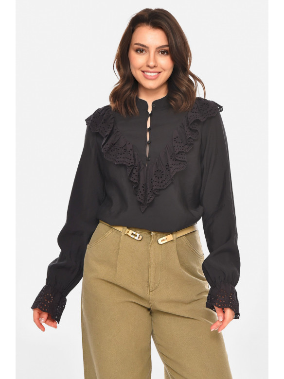 Блуза жіноча однотонна чорного кольору 212745C