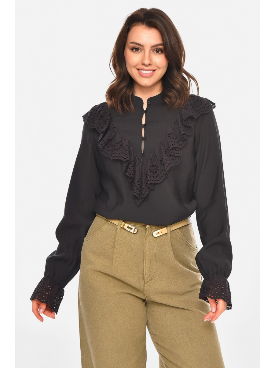 Блуза жіноча однотонна чорного кольору 212745C