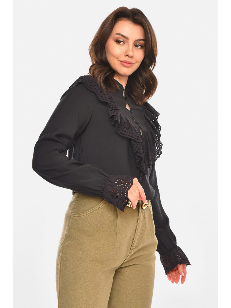 Блуза жіноча однотонна чорного кольору 212745C
