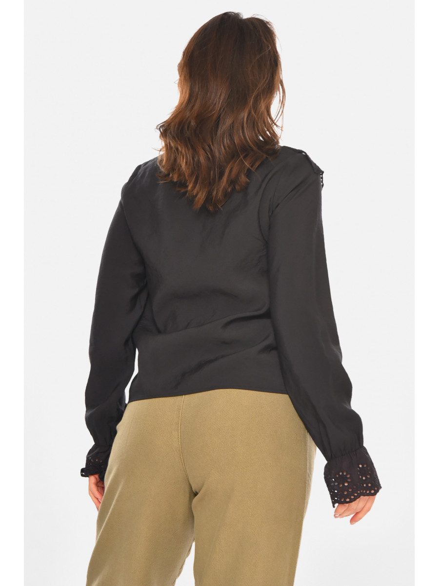 Блуза жіноча однотонна чорного кольору 212745C
