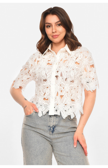 Рубашка женская однотонная белого цвета 212746C