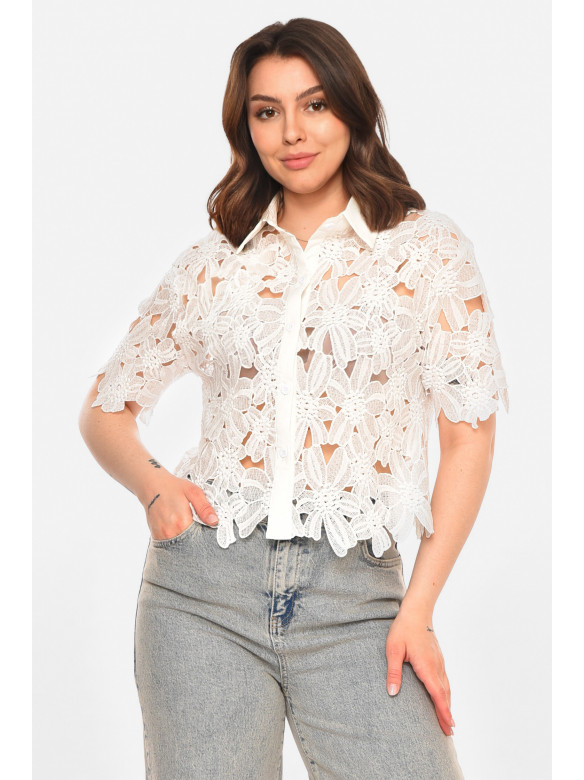 Рубашка женская однотонная белого цвета 212746C