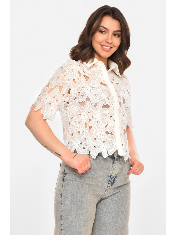 Рубашка женская однотонная белого цвета 212746C