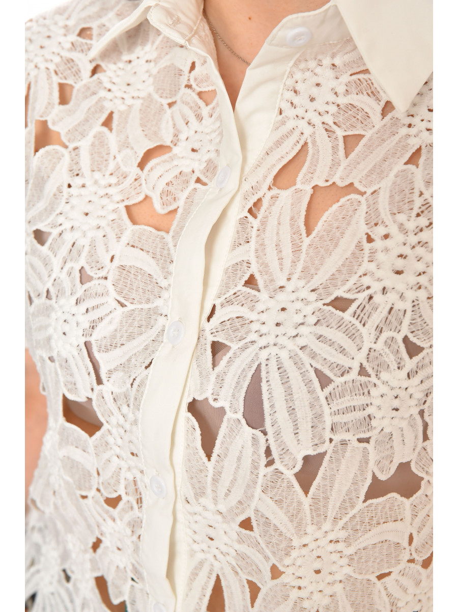 Рубашка женская однотонная белого цвета 212746C