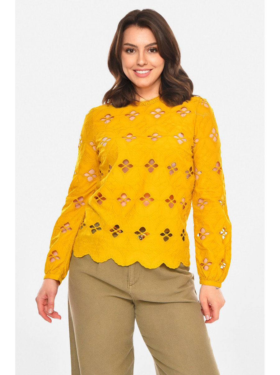 Блуза жіноча однотонна гірчичного кольору 212748C