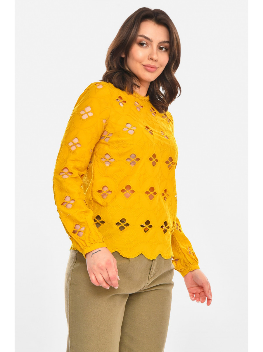 Блуза жіноча однотонна гірчичного кольору 212748C