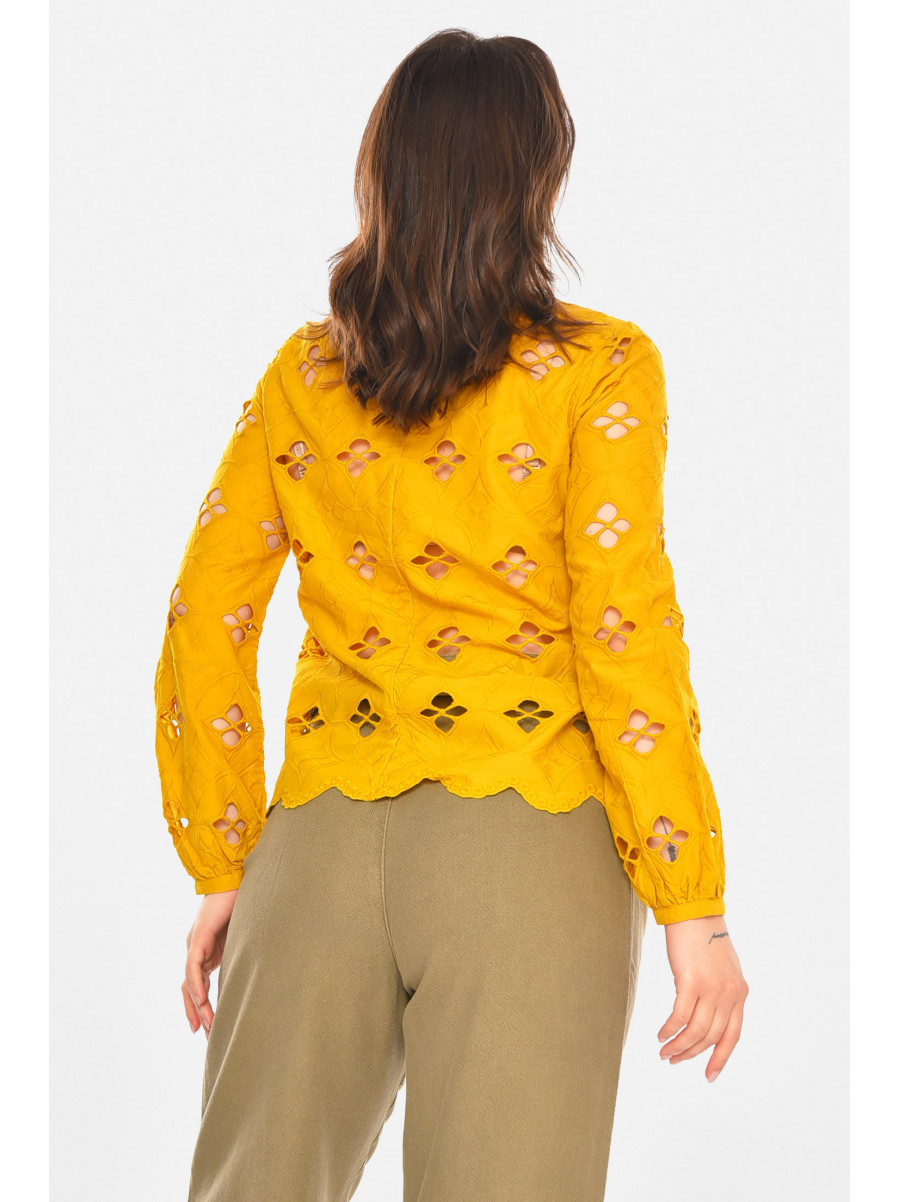 Блуза жіноча однотонна гірчичного кольору 212748C