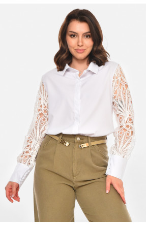 Рубашка женская однотонная белого цвета 212750C