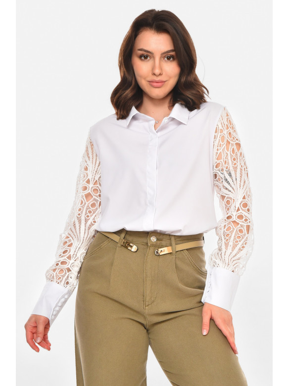 Рубашка женская однотонная белого цвета 212750C