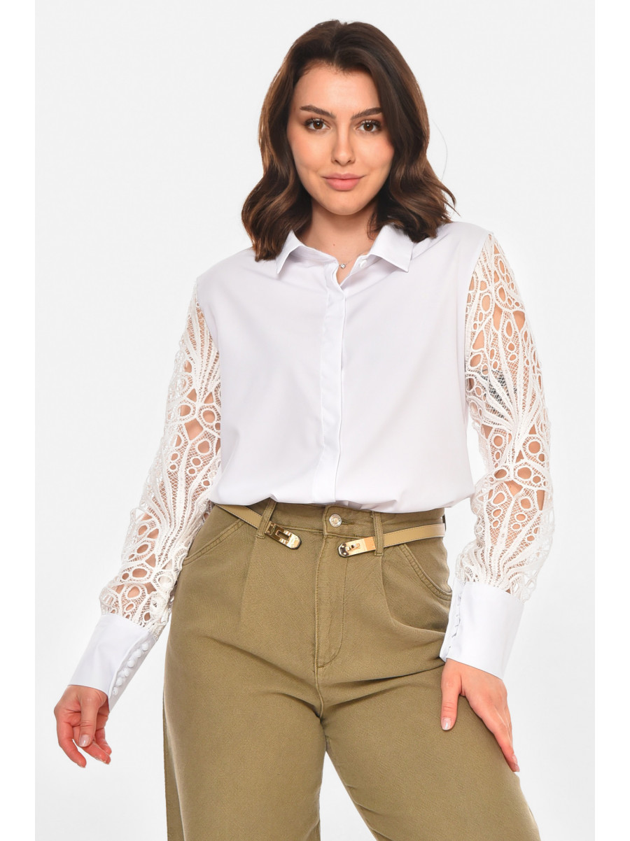 Рубашка женская однотонная белого цвета 212750C