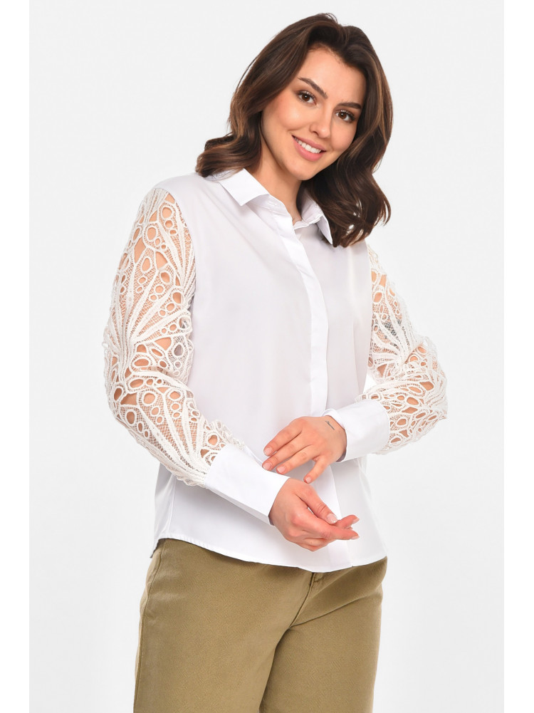 Рубашка женская однотонная белого цвета 212750C