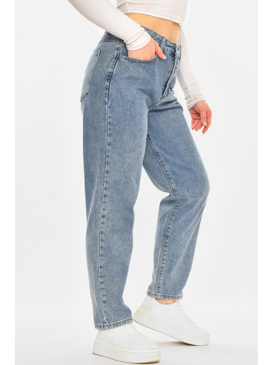 Джинси жіночі однотонні синього кольору 212753C