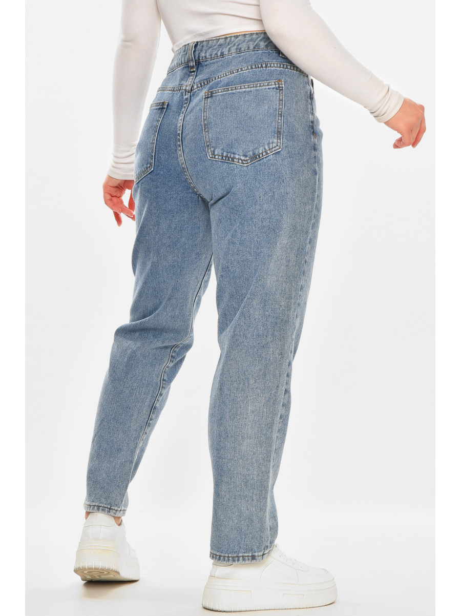 Джинси жіночі однотонні синього кольору 212753C