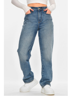Джинси жіночі однотонні синього кольору 212754C