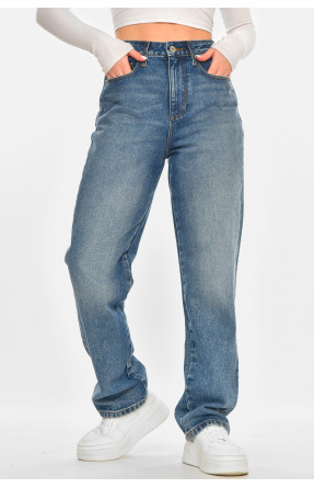 Джинси жіночі однотонні синього кольору 212754C